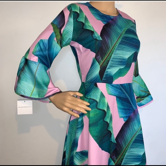 Goodnight Macaroon Pink Palm Tree Mini Dress - Picture 2 of 4